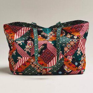 NWT Vera Bradley x Anthropologie Hathaway Tote in Lattice Patchwork Mistletoe
